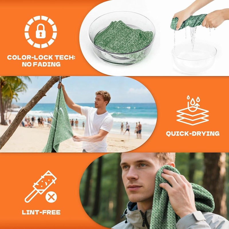 SOOWASH Camping Towels Quick Dry Sweat Towels for Gym, Absorbent Fast Drying Lightweight 27 inch X 55 inch Negative Ions Odorless Gym Towels for Men & Women,Yoga Sports Travel Outdoor (Large Green) - Image 3